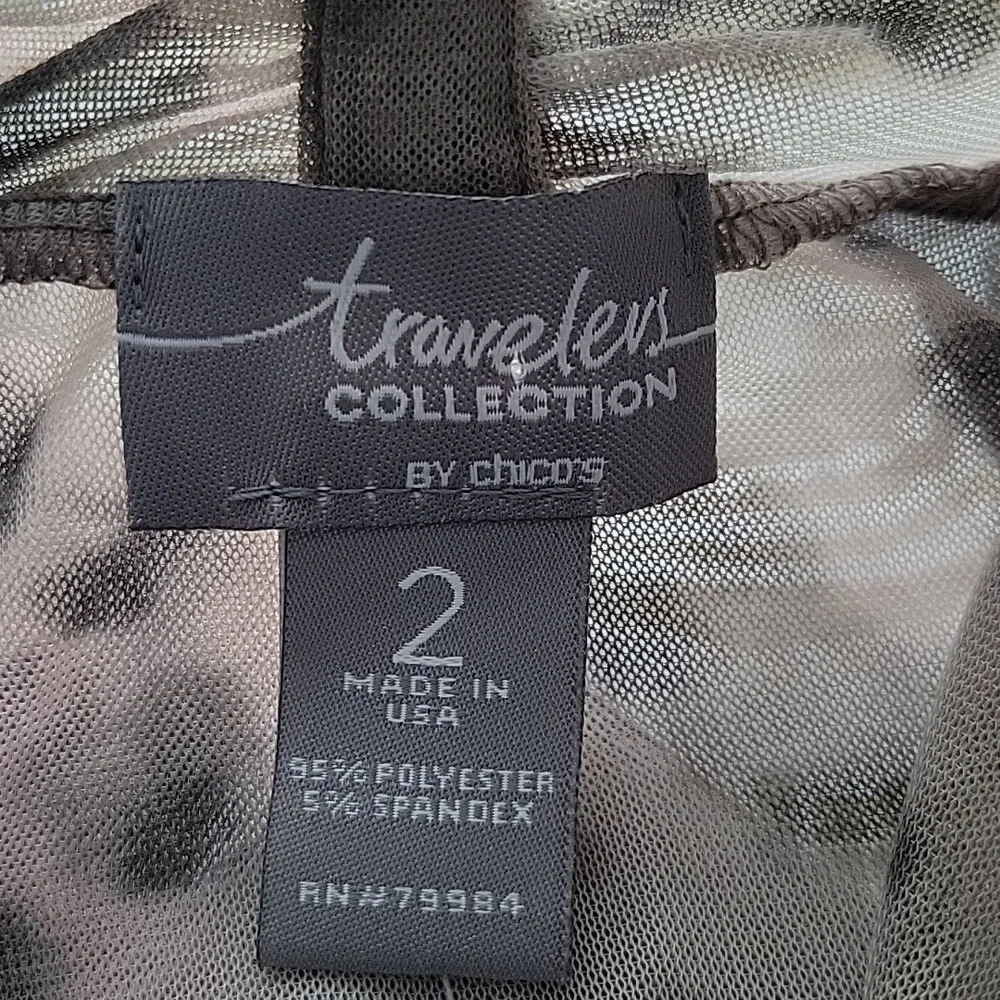 Chico's Travelers Sheer Mesh Animal Print Open Front Topper Cardigan Size Large - Picture 5 of 6
